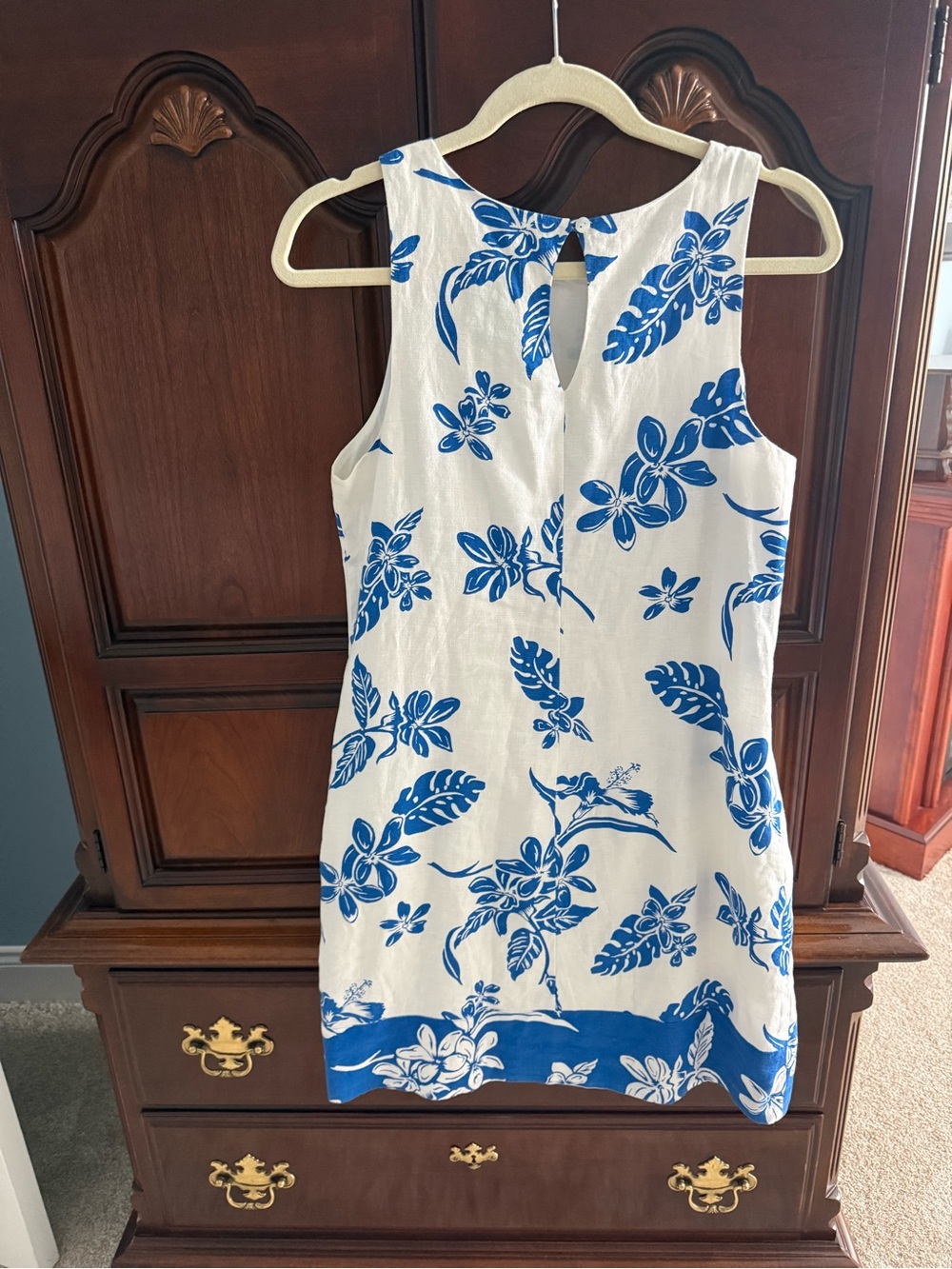 Tommy Bahama Dress - White Sleeveless Dress with Blue Floral Print - Picture 2 of 3